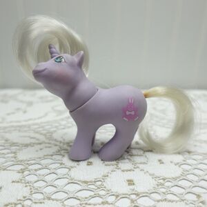 Vintage G1 My Little Pony 1987 Lavender Unicorn Bunny Cutie Mark White Hair